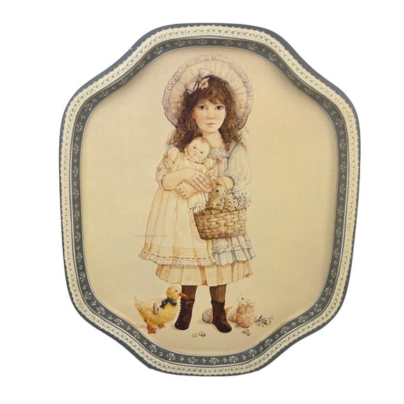 Vintage 1984 The Heirloom Tradition Victoria's Easter Tin Tray Jan Hagara - Picture 1 of 11